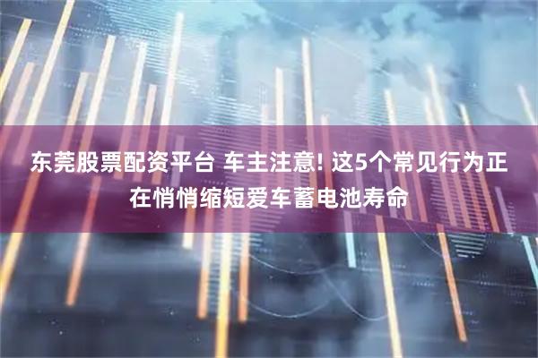 东莞股票配资平台 车主注意! 这5个常见行为正在悄悄缩短爱车蓄电池寿命